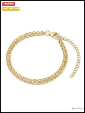 14K Gold Cable Chain Bracelet for Women Layered Minimalist Jewelry